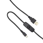 1 M Black 1M câble USB fil d'alimentation avec bouton marche/arrêt Swith câbles d'alimentation USB vers Micro USB Port chargeur câble pour framboise Pi 3/zéro