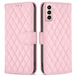 Matt Samsung Galaxy S21 fodral med rombmönster - Rosa Rosa