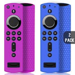 2 Pack Remote Case/Cover for Fire TV Stick 4K,Protective Silicone Holder Lightweight Anti Slip Shockproof for Fire TV Cube/3rd Gen Compatible All-New 2nd Gen Alexa Voice Remote Control-Purple,Blue