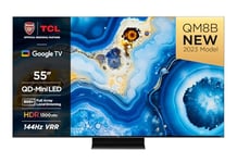 TCL 55QM8B 55-inch QLED Mini LED Smart TV, 4K HDR Premium 1300nits, Powered by Google TV (Dolby Vision & Atmos, Onkyo 2.0 sound system​, 144Hz Motion Clarity Pro, Hands-Free Voice Control)