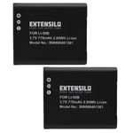 EXTENSILO 2x Batterie compatible avec Olympus Tough TG-630, TG-830, TG-805, TG-610, TG-870, TG-625 appareil photo (770mAh, 3,7V, Li-ion)