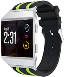 Abasic Strap compatible with Fitbit Ionic Watch Band, Replacement Adjustable Bracelet Silicone Sports Strap (Black and Green)