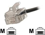 deXlan - Câble de téléphone - RJ-11 (M) pour RJ-11 (M) - 10 m - noir