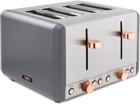 Tower T20051RGG 1800W Cavaletto 4Slice Toaster, S/Steel, Grey & Rose Gold  
