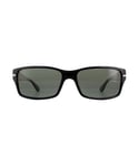 Persol Rectangle Mens Black Green Polarized Sunglasses - One Size