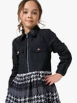 Angel & Rocket Kids' Denim Jacket Check Skirt Dress, Grey