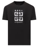 Givenchy Mens 4G Stars White logo printed T-Shirt in Black Cotton - Size Medium
