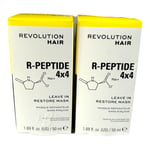 2 X Revolution Haircare R-Peptide 4x4 Leave In Restore Mask 50ml New & Boxed