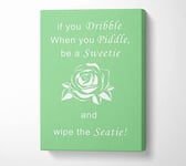 Bathroom Quote If You Dribble Green Canvas Print Wall Art - Large 26 x 40 Inches