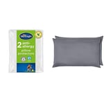 Silentnight Anti-Allergy, Pillow Protector Plus, White, Pack of 2, Anti - Bacterial pillow protectors & Amazon Basics Microfibre Pillowcases, Dark Grey – Set of Two
