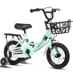 M-YN Kids Bike with Hand Brake and Basket for 3-9 Years Girls, 12 14 16 18 20 Inch Youth Bike with Training Wheels and Fenders, Children Bicycle (Color : Blue, Size : 18inch)
