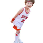 Michael Jordan 23# Chicago Bulls Kids Basketball Jersey Suit, Boys Girls Summer Sportswear 2 Pcs Sleeveless T-shirt and Shorts Set, White-White-M