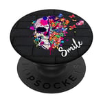 Smile Phone Grip Holder for Girls Cute Skull and Butterfly PopSockets Grip and Stand for Phones and Tablets