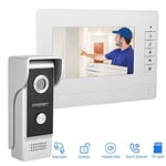 7" TFT LCD Wall-mounted Wired Doorbell, HD Waterproof Infrared Night Vision Doorphone with 4 IR LEDs for Home Security, Support Video Intercom/Unlock/Surveillance/Infrared Night Vision(UK)