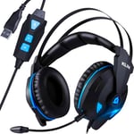 KLIM IMPACT - USB Gamer Headset - 7.1 Surround Sound + Noise Isolating - High definition Audio + PS4 PS5 Headset with Strong Bass - Gaming Video Games Headset with Microphone for PC [New version]