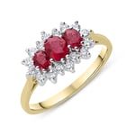 18ct Yellow Gold Ruby and Diamond Vintage Cluster Ring
