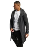 Urban Classics Men's Hooded Edge Long Frayed Sleeve Sweatshirt with Hoodie, Open Front Cardigan, Charcoal, M