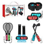 10 en 1 Ensemble Kit d'accessoires de sport pour Nintendo Switch Frusde Joy-con Grip et Raquettes de Tennis - Couleur