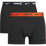 Nike Kalsonger 2P Everyday Cotton Stretch Trunk Svart/Orange bomull X-Large Herr