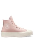 Converse Chuck Taylor All Star Bold Stitch Leather Lift Trainers - Pink, Pink, Size 5, Women