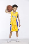 MMW Kids' NBA Jerseys Set - Bulls Jordan#23 / Lakers James#23 / Warriors Curry#30 Basketball Shirt Vest Top Summer Shorts for Boys and Girls,Yellow - Lakers James #23,3XS (75-90cm)