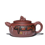 YUXINXIN teapot Hand-ore Bottom Slot Clear Reveal Hannaford Carving teapot Kettle (Color : Red)