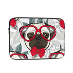 Laptop Case,10-17 Inch Laptop Sleeve Carrying Case Polyester Sleeve for Acer/Asus/Dell/Lenovo/MacBook Pro/HP/Samsung/Sony/Toshiba,Dog Flowers Red Bow And Red Glasses 12 inch