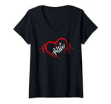 Womens Tatouage Battement de Coeur Tatoueur et Amoureux du Tatouage V-Neck T-Shirt