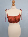 Free People Intimately Take Off Crop Top Size S Small UK 8 10 Rust Polka Dot