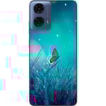 Motorola Moto G24 Transparent Mobilskal Blå fjäril
