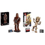 LEGO 75371 Star Wars Chewbacca Set, Return of the Jedi 40th Anniversary Model Kit & 76217 Marvel I am Groot Buildable Toy, Guardians of the Galaxy 2 Set Featuring a Collectable Baby Groot Model Figure