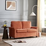 Nathan 2 Seater Fabric Pull Out Sofa Bed With Mattress, Burnt Orange Cord