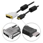 HDMI til DVI-kabel / 19-pin ha-DVI-D Single Link 19-pin ha / gullbelagte kontakter / svart/hvit / 10m