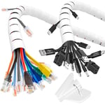 AiQInu 1.5M Gaine Cable Informatique, 2 Pack 22mm Gaine Spirale Flexible, avec 1 Clip De Guidage, Gain Protection Cable pour Automobiles/TV/PC/Audio