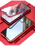 KumWum Screen Protector Case for Samsung S20 Plus 5g, Galaxy S20+ Cover Magnetic Front and Back Clear Tempered Glass Built in Camera Lens Protector - Red