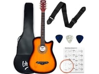 V-Tone V-Tone Ag One Sb 4/4 Sunburst Akustisk Gitarr För Nybörjare Lära Sig Plektrum Rem Reservsträngar Fodral Ackord