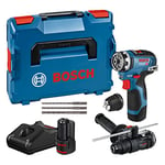 Bosch Professional System perceuse-visseuse sans-fil GSR 12V-35 FC (SDS plus, 2 batteries 3,0 Ah, chargeur GAL 12V-40, 2 adaptateurs flexiClick, set accessoires, L-BOXX) - Set Amazon Exclusive