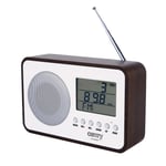 FM Radio Player Portable Kitchen Alarm Clock Thermometer USB AUX Battery Retro