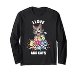 I Love Bingo And Cats Womens Cat Lover Gambling Bingo Squad Long Sleeve T-Shirt