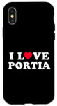 Coque pour iPhone X/XS I Love Portia Nom assorti pour petite amie et petit ami Portia