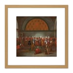 Vanmour Meal Honour Ambassador Cornelis Calkoen 8X8 Inch Square Wooden Framed Wall Art Print Picture with Mount