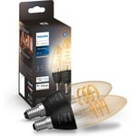 Philips Hue - filamentintelligent lampe, White Ambiance Filament, E14, 2-pack