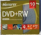 10 Memorex Blank DVD+RW discs 4x 4.7GB 120 mins Rewritable NEW SEALED EB15