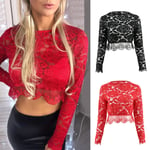 Lovely Girl Sexy Fashion Lace Crop Top Black M