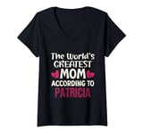 Womens The World's Greatest Mom According To Patricia Mother's Day V-Neck T-Shirt