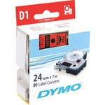 DYMO Dymo D1 Märktejp Standard 24mm, Svart På Rött, 7m Rulle (53717)