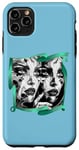 Coque pour iPhone 11 Pro Max Double face en noir et blanc, cadre ruban vert