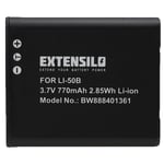 EXTENSILO 1x Batterie compatible avec Olympus Stylus Tough TG-850, TG-860, TG-835 appareil photo (770mAh, 3,7V, Li-ion)