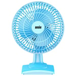 ANSIO 6 inch Mini Electric Desk Fan Small Portable Air Cooling Fan with Tilt Feature and 2 Speed Setting ideal for Desk top, Bed, Office, Home & Travel Use -Blue