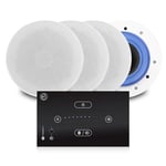 Power Dynamics Bluetooth Ceiling Speaker System, Systemline E50 Touch Panel Wall Amplifier and 4x ESCS 5.25" Coaxial Speakers Home Hi-Fi Audio